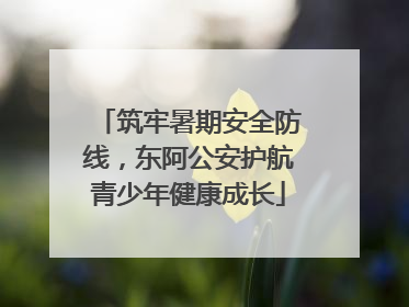 筑牢暑期安全防线，东阿公安护航青少年健康成长