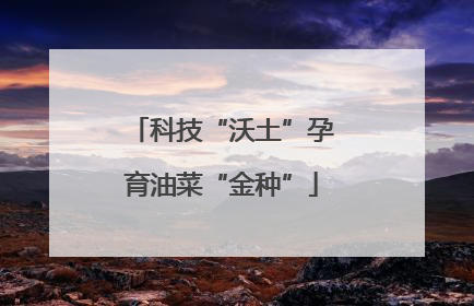 科技“沃土”孕育油菜“金种”