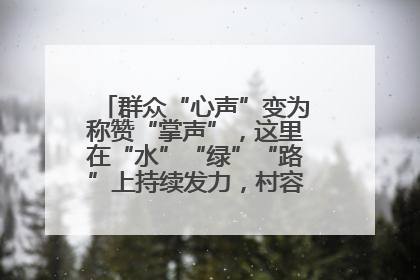 群众“心声”变为称赞“掌声”，这里在“水”“绿”“路”上持续发力，村容村貌焕然一新