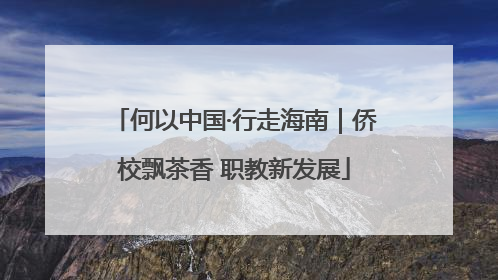 何以中国·行走海南｜侨校飘茶香 职教新发展