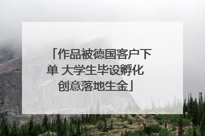 作品被德国客户下单 大学生毕设孵化创意落地生金