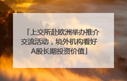 上交所赴欧洲举办推介交流活动，境外机构看好A股长期投资价值
