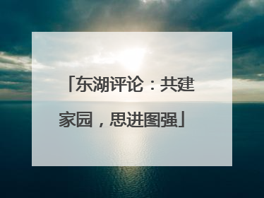 东湖评论：共建家园，思进图强