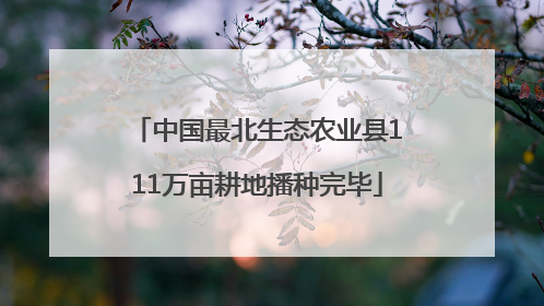 中国最北生态农业县111万亩耕地播种完毕