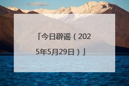 今日辟谣（2025年5月29日）