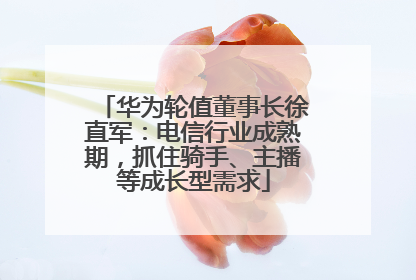 华为轮值董事长徐直军：电信行业成熟期，抓住骑手、主播等成长型需求
