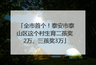 全市首个！泰安市泰山区这个村生育二孩奖2万、三孩奖3万