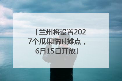 兰州将设置2027个瓜果临时摊点，6月15日开放
