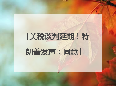 关税谈判延期！特朗普发声：同意
