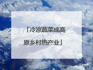 冷凉蔬菜成高原乡村热产业