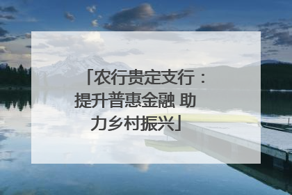 农行贵定支行：提升普惠金融 助力乡村振兴