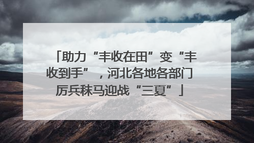 助力“丰收在田”变“丰收到手”，河北各地各部门厉兵秣马迎战“三夏”