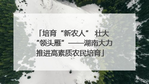 培育“新农人” 壮大“领头雁”——湖南大力推进高素质农民培育