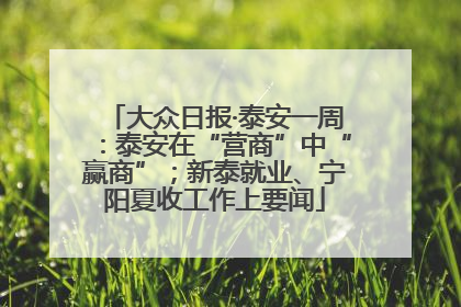 大众日报·泰安一周：泰安在“营商”中“赢商”；新泰就业、宁阳夏收工作上要闻