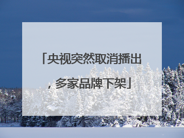 央视突然取消播出，多家品牌下架