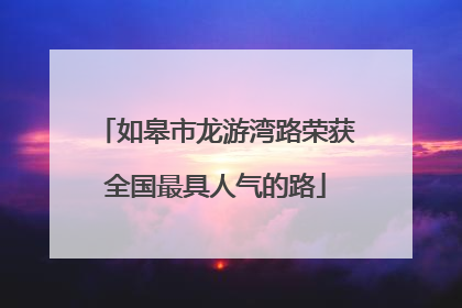 如皋市龙游湾路荣获全国最具人气的路
