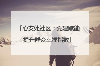 心安处社区：党建赋能 提升群众幸福指数