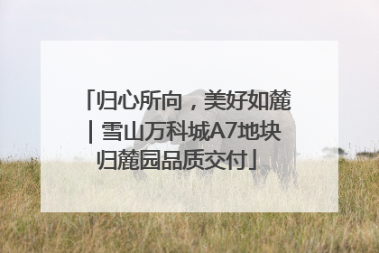归心所向，美好如麓｜雪山万科城A7地块归麓园品质交付
