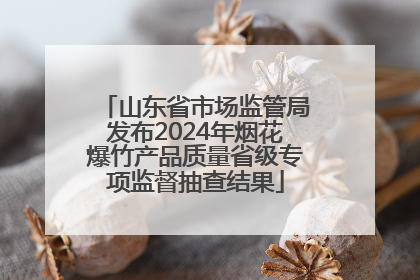 山东省市场监管局发布2024年烟花爆竹产品质量省级专项监督抽查结果
