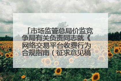 市场监管总局价监竞争局有关负责同志就《网络交易平台收费行为合规指南（征求意见稿）》答记者问