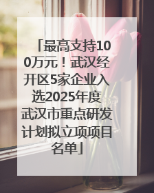 最高支持100万元！武汉经开区5家企业入选2025年度武汉市重点研发计划拟立项项目名单