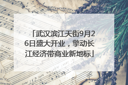 武汉滨江天街9月26日盛大开业，擎动长江经济带商业新地标