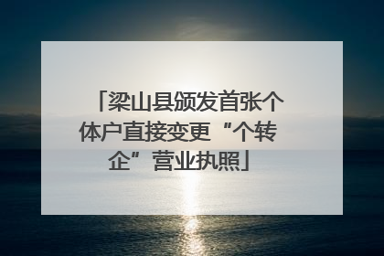梁山县颁发首张个体户直接变更“个转企”营业执照