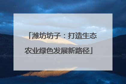 潍坊坊子：打造生态农业绿色发展新路径