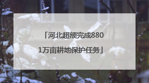 河北超额完成8801万亩耕地保护任务