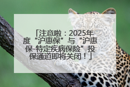 注意啦：2025年度“沪惠保”与“沪惠保-特定疾病保险”投保通道即将关闭！