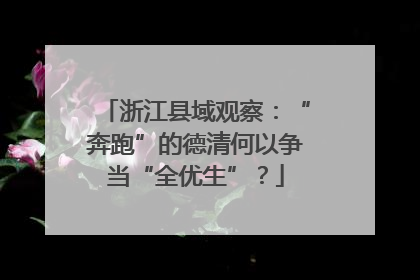 浙江县域观察：“奔跑”的德清何以争当“全优生”？