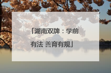 湖南双牌：学前有法 善育有规