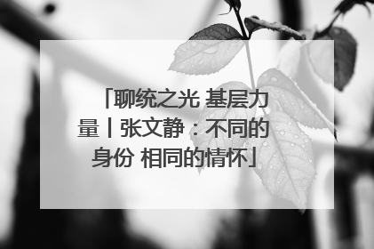 聊统之光 基层力量丨张文静：不同的身份 相同的情怀