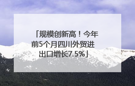 规模创新高！今年前5个月四川外贸进出口增长7.5%