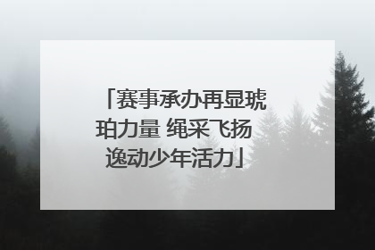 赛事承办再显琥珀力量 绳采飞扬逸动少年活力