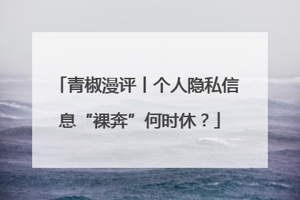 青椒漫评丨个人隐私信息“裸奔”何时休？