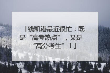 钱凯港最近很忙：既是“高考热点”，又是“高分考生”！