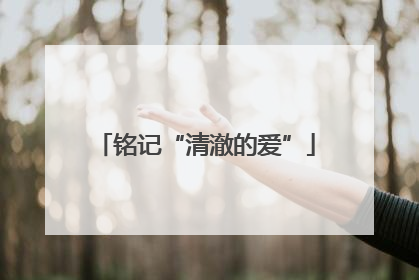 铭记“清澈的爱”