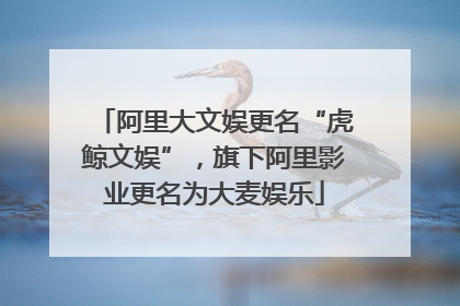 阿里大文娱更名“虎鲸文娱”，旗下阿里影业更名为大麦娱乐