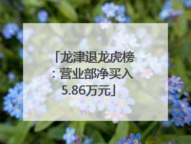 龙津退龙虎榜：营业部净买入5.86万元