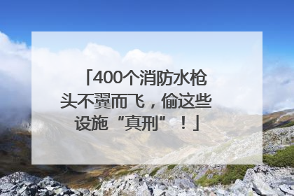 400个消防水枪头不翼而飞，偷这些设施“真刑”！